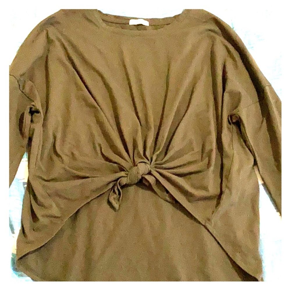 Olive green crop cotton top